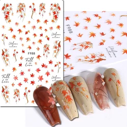 Autocollants adhésifs 3D pour Nail Art, décalcomanies de feuilles d'érable de Noël, accessoires de décoration d'ongles, salon de beauté, automne et hiver