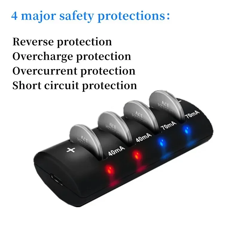 4slot Portable USB High-capacity Button Battery Smart Fast Charge Compatible with LIR2032/2025/2016 ML2032 LIR2032H Multi-Type