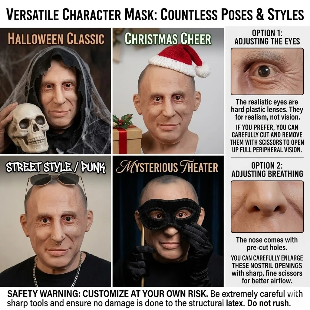 Putin Latex Mask Full Face Premium Quality Costume Prop For Figure Role Play Halloween Parties Drama Performances Head Cover view 5