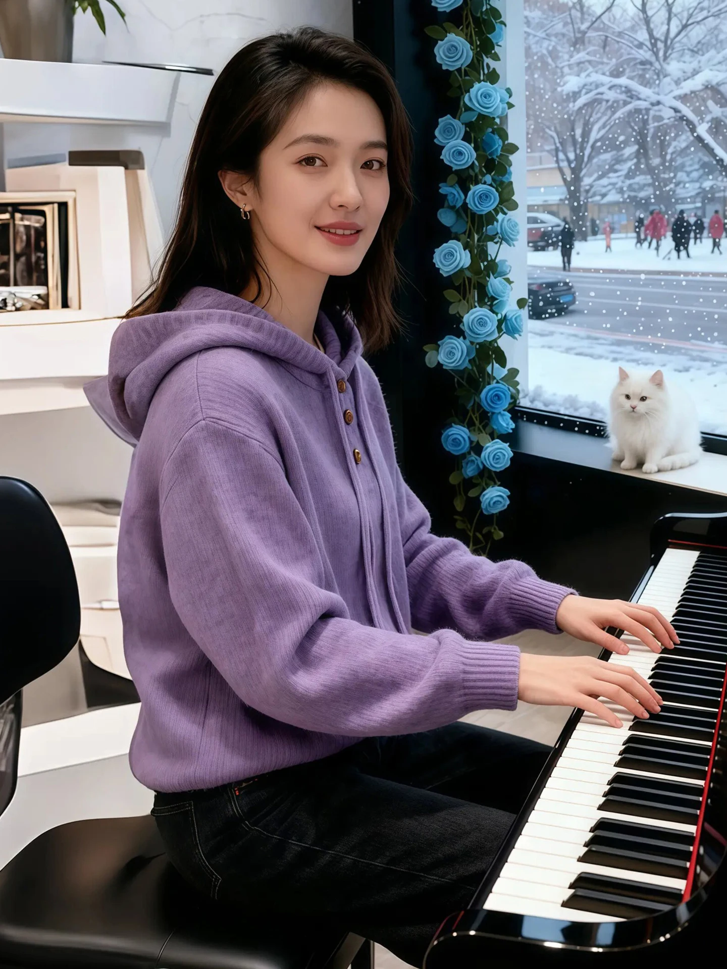 Capispalla da donna con cappuccio lungo Sve in puro colore confortevole maglione lavorato a maglia alla moda Top anti-età invernale Faion Design