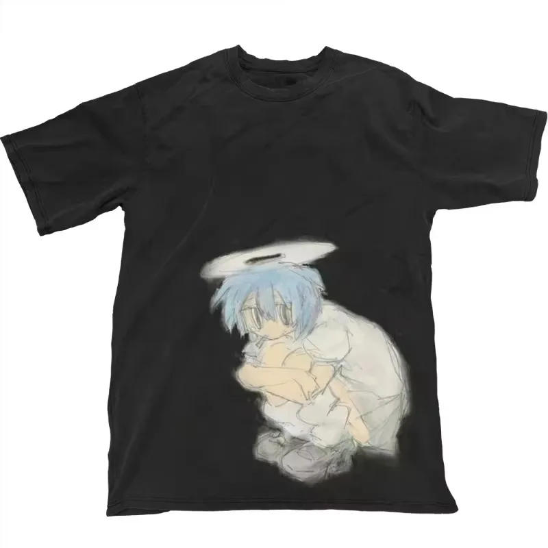 Classic Emo Anime Halo Angel Sailor Girl Y2K Aesthetic Graphic T-Shirt Cotton Men Women Streetwear Tee
