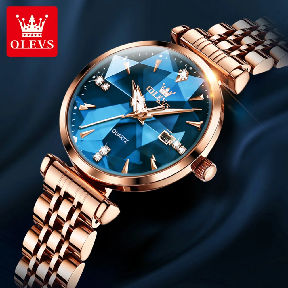 OLEVS Women\'s Watches New Luxury Quartz Original Fashion Trend Watch for Woman Glow Waterproof Diamond Inlay Date