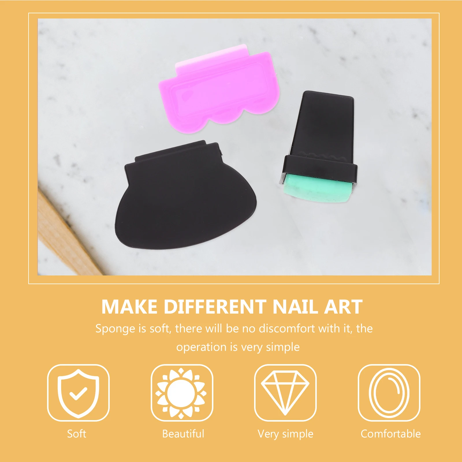 

7Pcs Nail Stamper and Scraper Set Soft Sponge Nail Art Stamp Tools DIY Manicure Template for Wedding Party Salon Use