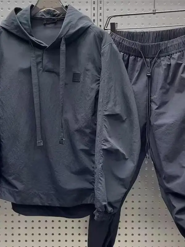 

Trendy mat Hoodie Set Men's Lightweight Sport Faion Loose Color Casual Trendy Two-Piece Set Long Sve Long P...