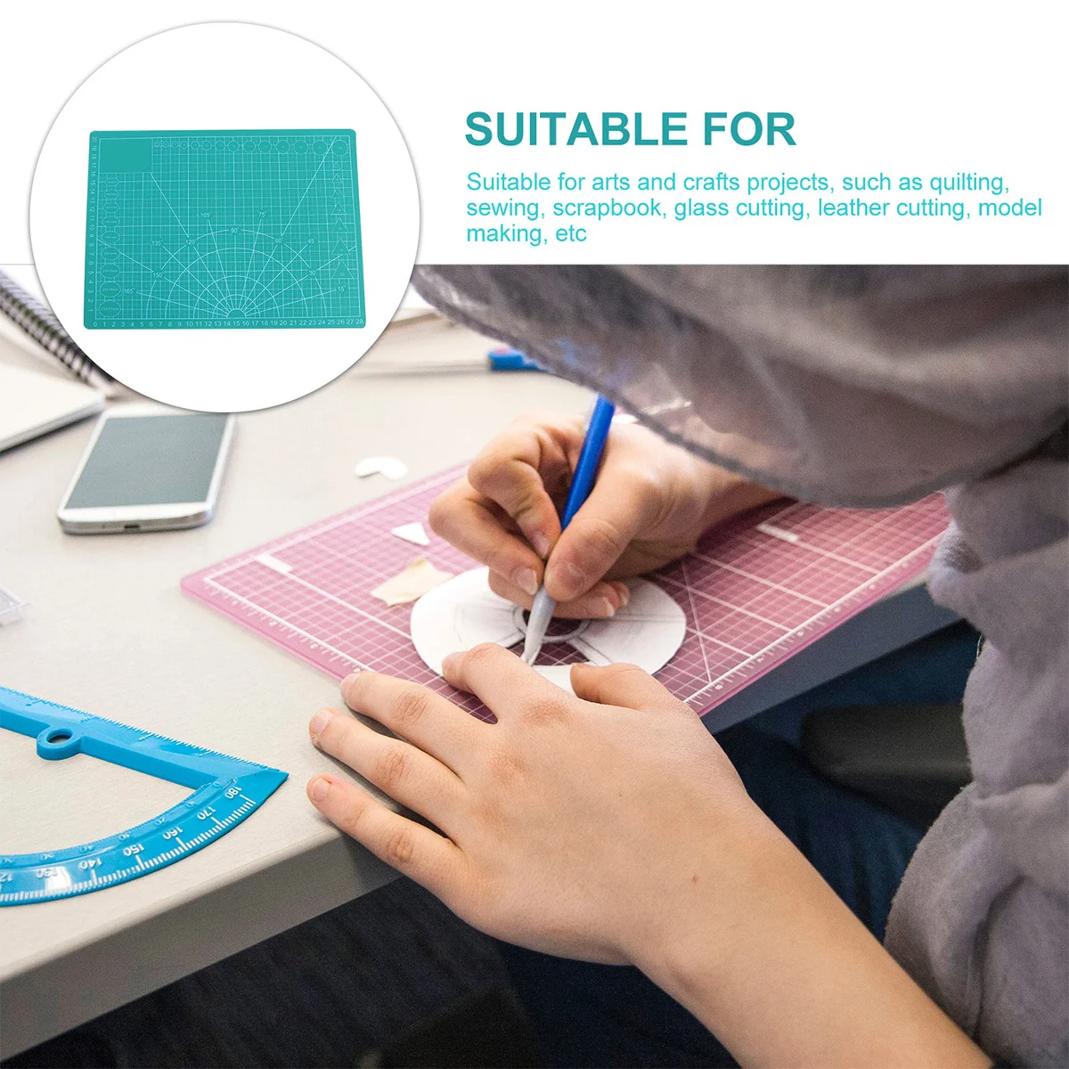 Estera de corte autocurativa de PVC, superficie antideslizante Flexible fuerte de 12x18 pulgadas para costura, corte de papel, artesanía, protección de mesa de Hobby