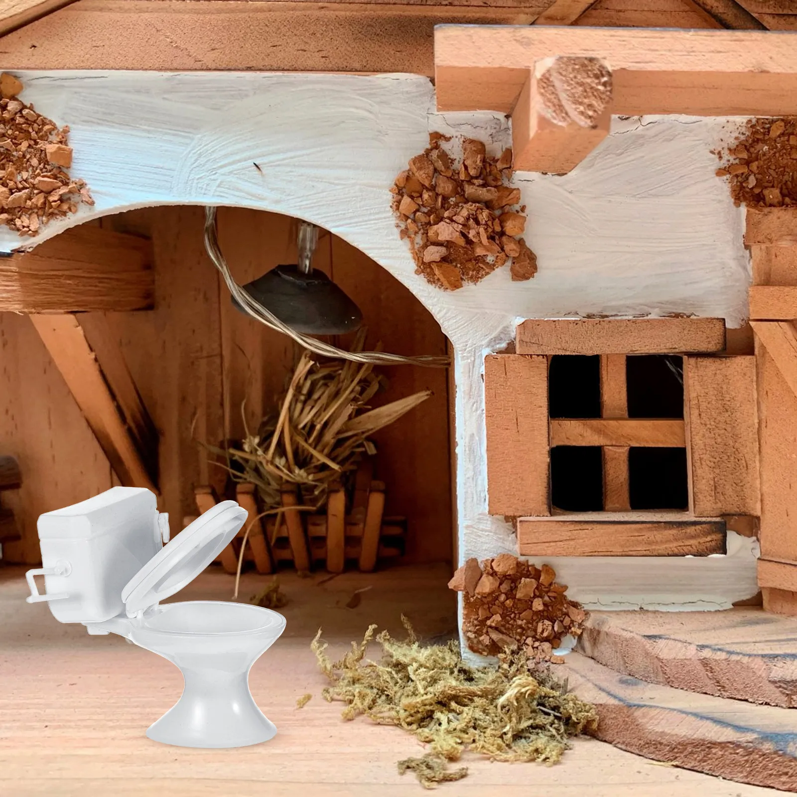 

Набор из 6 миниатюрных туалетов для кукольного домика, реалистичная пластиковая мебель для ванной комнаты, аксессуары для декора, мини-туалеты и мебель для ванной.