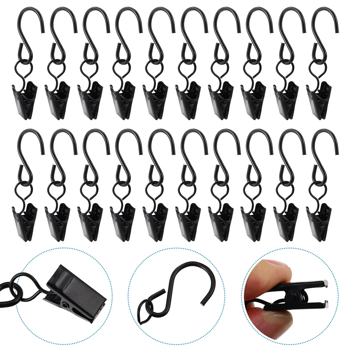 

20Pcs Shower Curtain Hooks Metal Clips Multipurpose Curtain Holders for Towels Clothes Accessories Multipurpose Clips