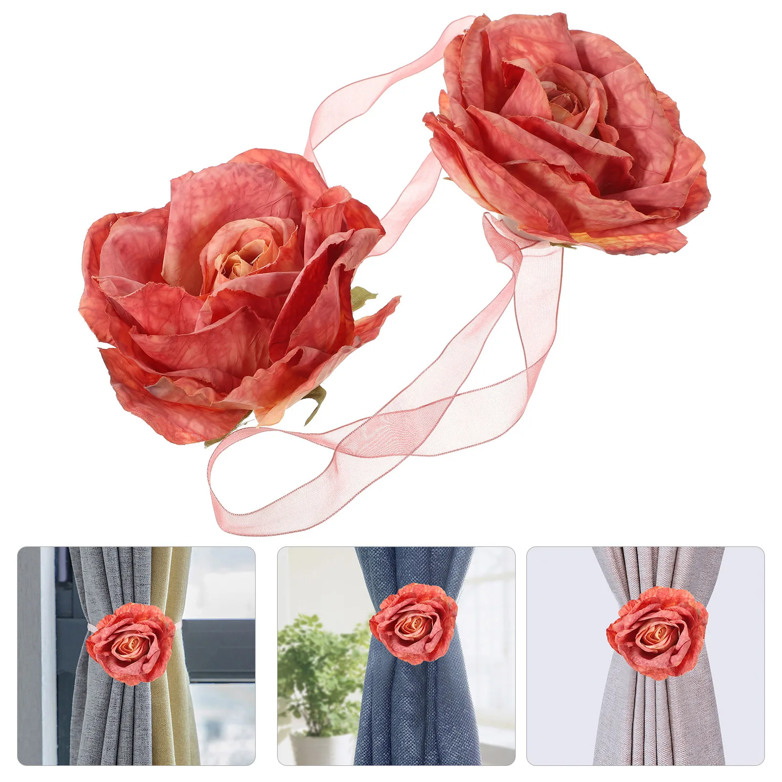 

2pcs Curtain Tiebacks Cloth Flower Decorative Strap For Living Room Bedroom Window Holdback Rope Home Curtain Accessories