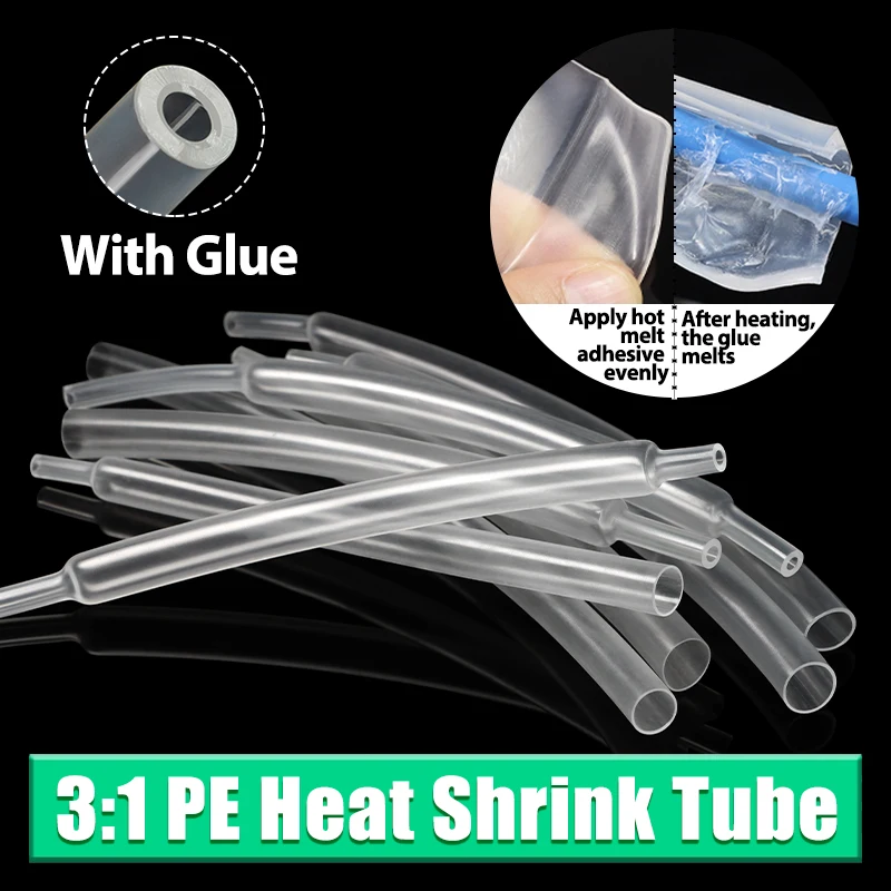

1/3/5/10M 3:1 Clear Heat Shrink Tube Thick Glue Dual Wall Tubing Polyolefin Insulated Shrinking Cable Sleeve Diameter 1.6 ~ 39mm