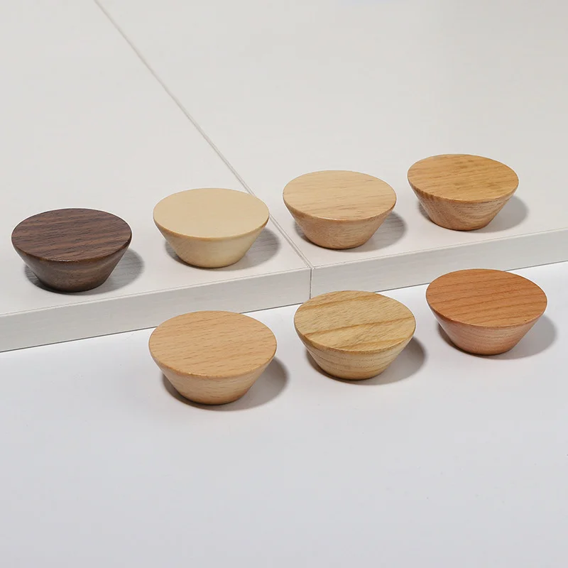 

Wooden Handle Circular Wooden Cabinet Drawer Wardrobe Knobs Door Pull Durable Lightweight Kitchen Handle Furniture Hardware