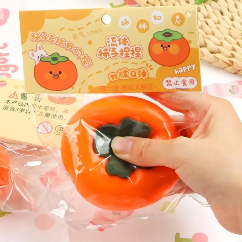 Fruit réaliste Persimmon Stress Stress Ball Sensory Democompressing Toy avec lent jouet sûr en hausse pour les enfants Adulte