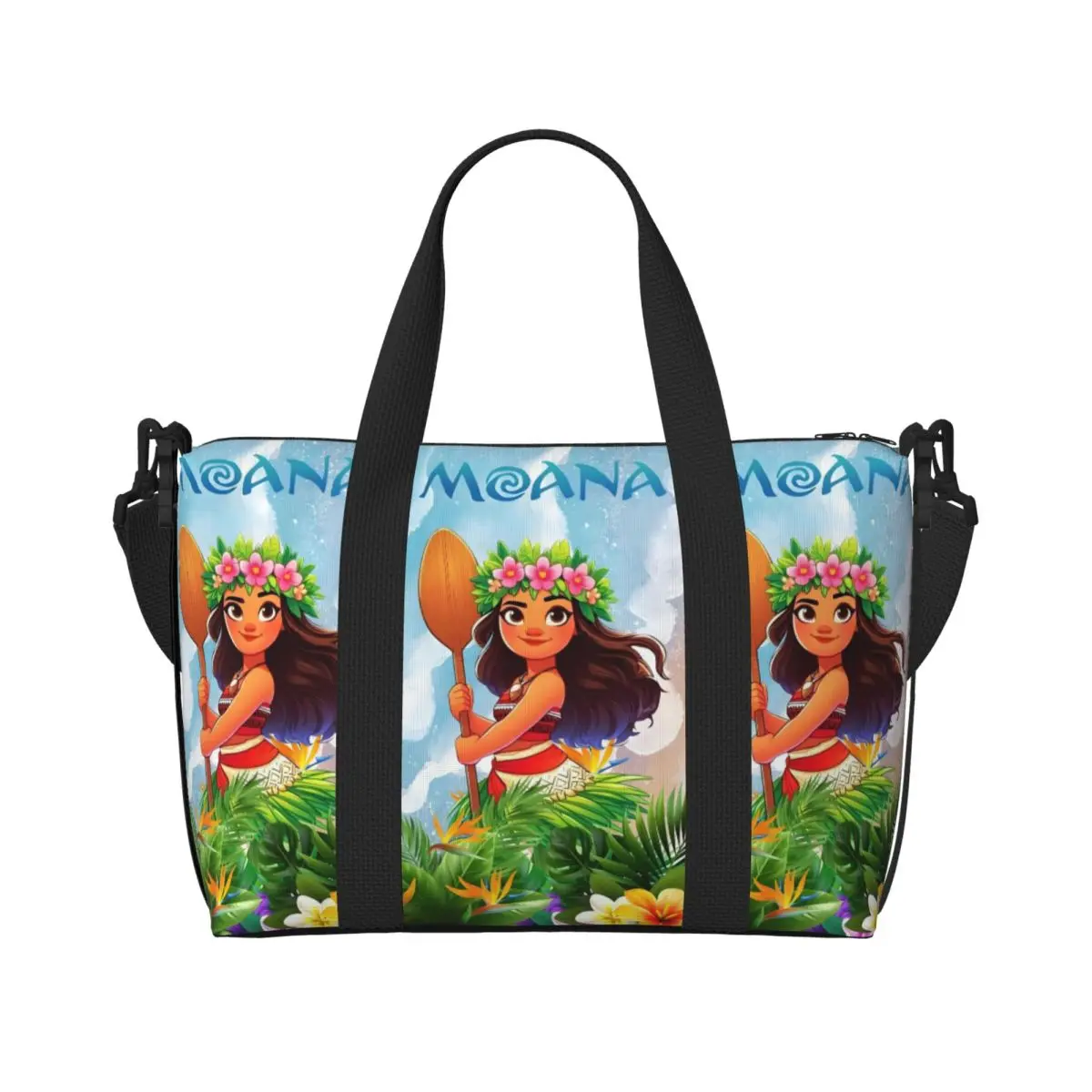 

Custom Moana Beach Tote Bag Women Extra Large Gym Carry On Anime Travel Shopping Bags
