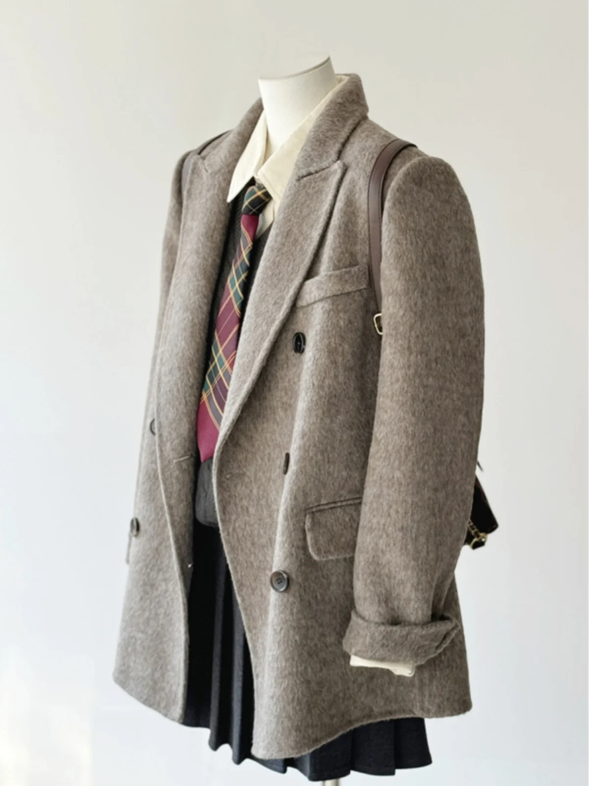 

Женский шерстяной костюм Ele ort, корейское пальто для поездок на работу, зимняя мода, маленький размер, женская премиум-класса