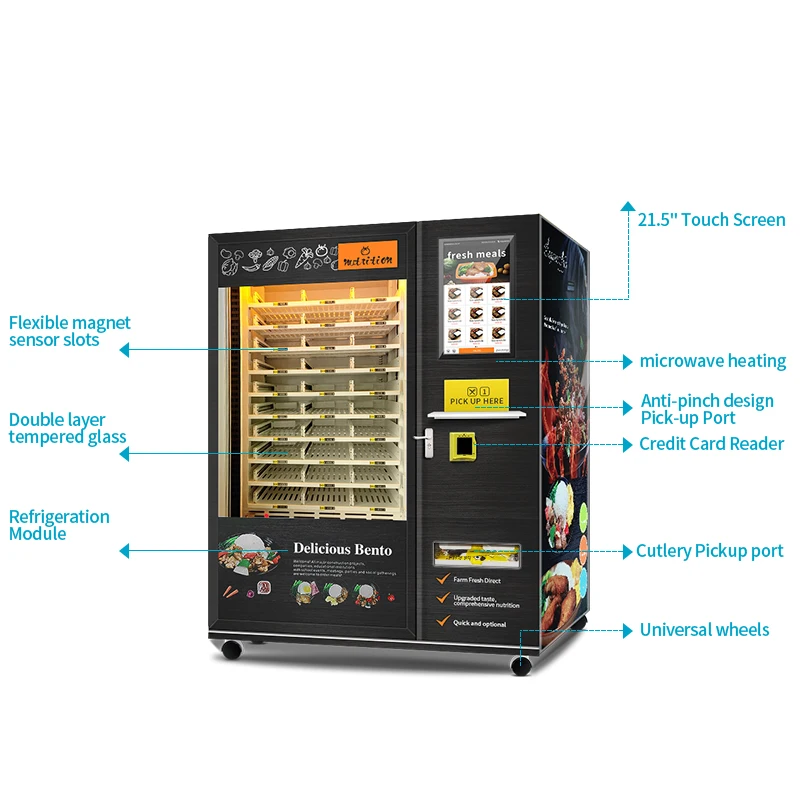 Haloo Vending Machine Supplier Meal Food Vending Machine With Microwave 24 Hours Vending Machine Automatic