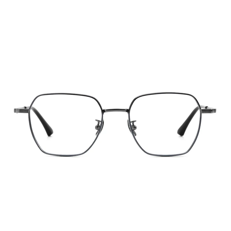 超軽量純チタンメガネフレーム男性ビジネスカジュアル眼鏡紳士ファッション高級多角形レトロデザイン眼鏡