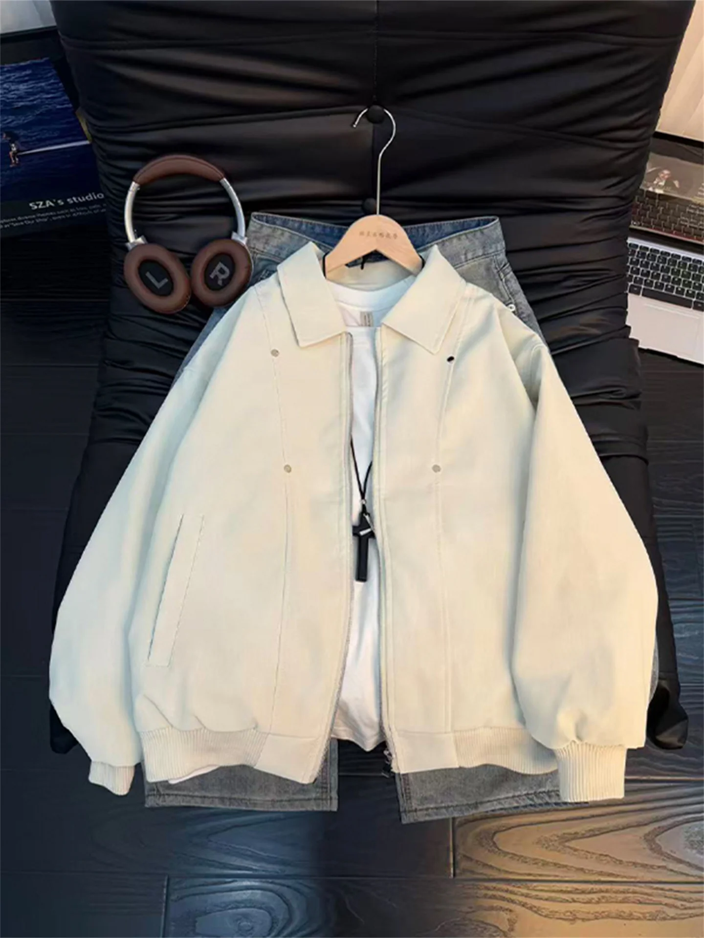 

American Sle Cleanfit Thiened Cotton Flight Jaet Collar Men's Winter Faionable Brand Couple's Clothing Stand Fit