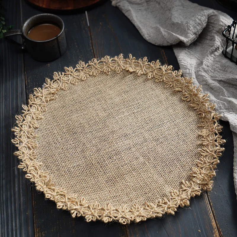 Tapete de mesa de juta do vintage placemat comida tiro chapeamento adereços tassel mesa tapete guardanapo fotografia adereços