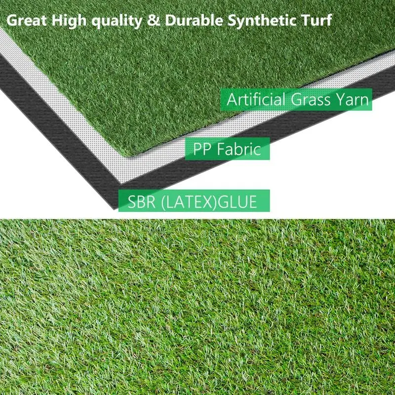 Artificial Grass RugPile Height  Indoor Outdoor Rug Fake Grass Carpet with Drainage Holes Green Synthetic Grass