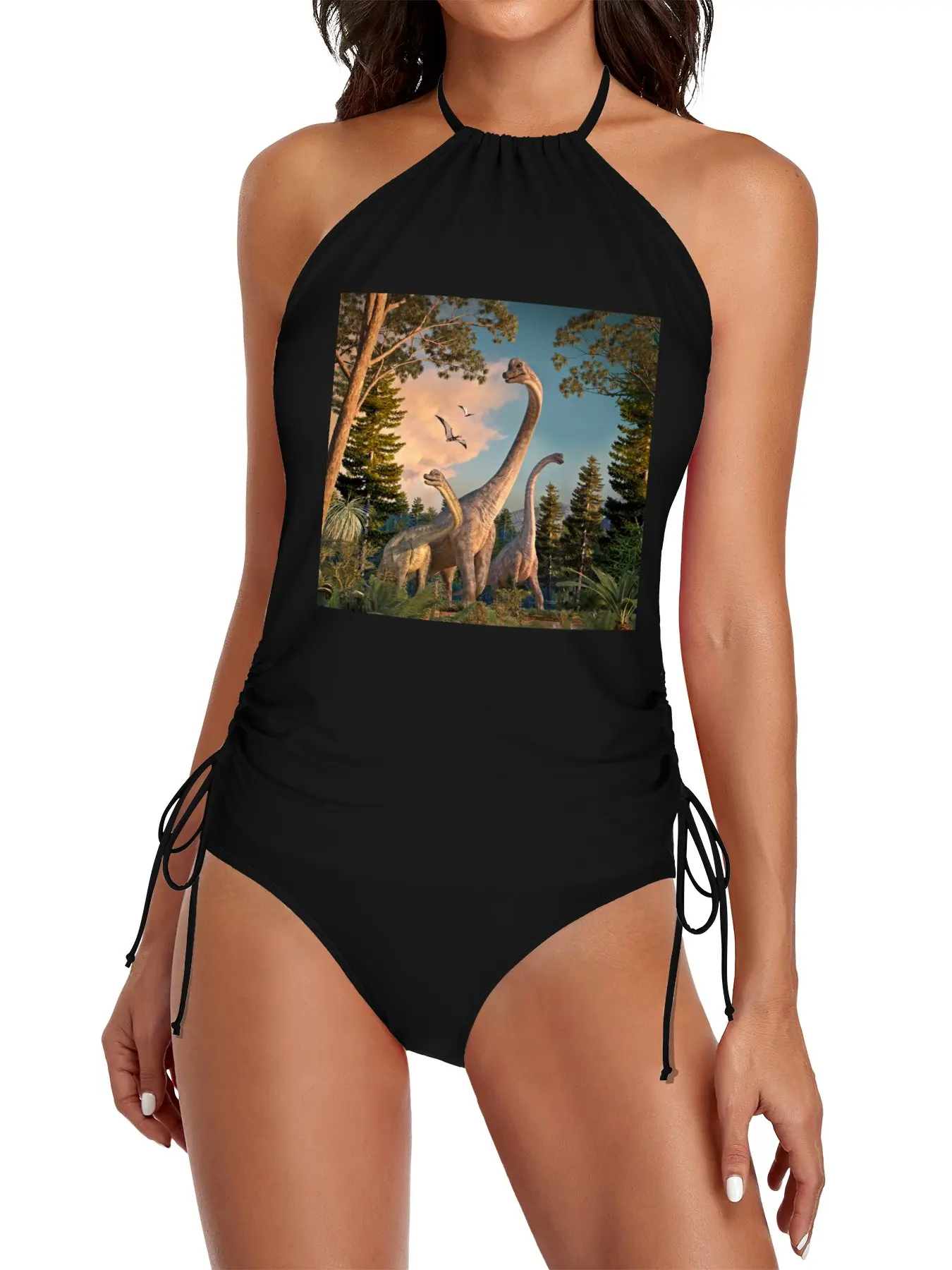 

Brachiosaurus Walk Split Swimsuit Set Beach shirt luxury bikini beach clothes ladies