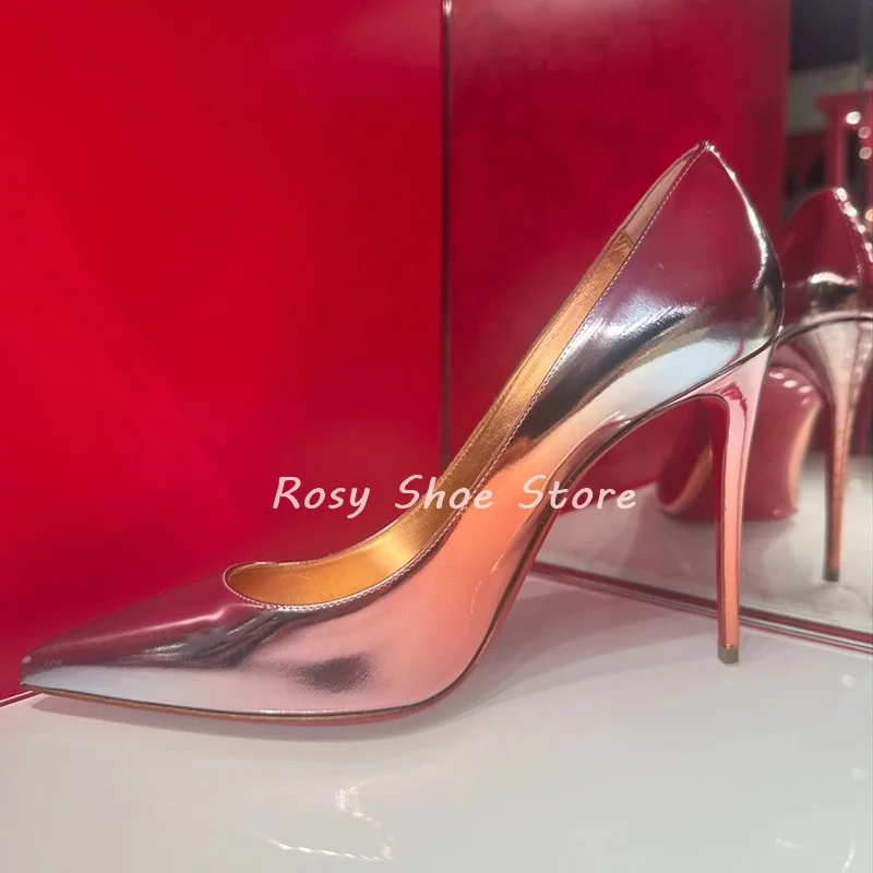 

Colorful Glossy Patent Leather High Heels Sexy Pointed Toe Supermodel Catwalk Stiletto Pumps Banquet Gorgeous Dress High Heels