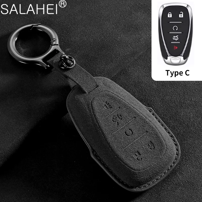 

Suede Car Remote Key Case Cover For Chevrolet 2017-2022 Chevy Malibu Camaro Cruze Traverse Spark Sonic Volt Bolt Auto Accessory
