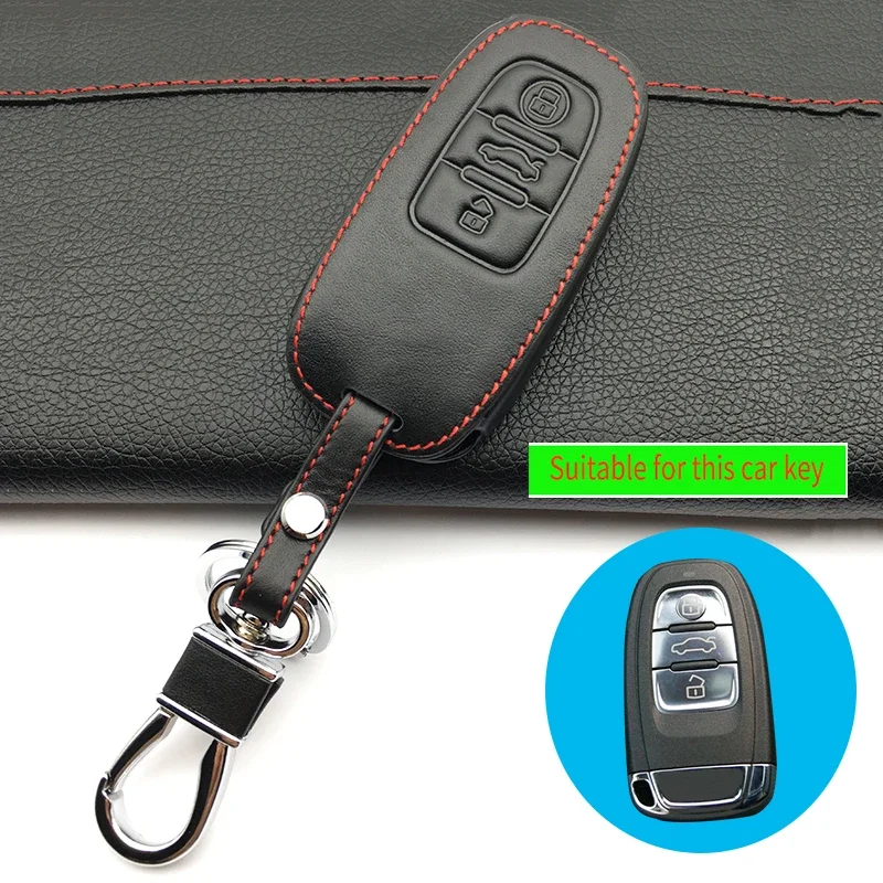 Hot Sale Super Quality 100% Leather Key Cover Case for Audi Q3 Q5 Sline A3 A5 A6 C5 A4 B6 B7 B8 TT 80 S6 C6 Auto Accessories