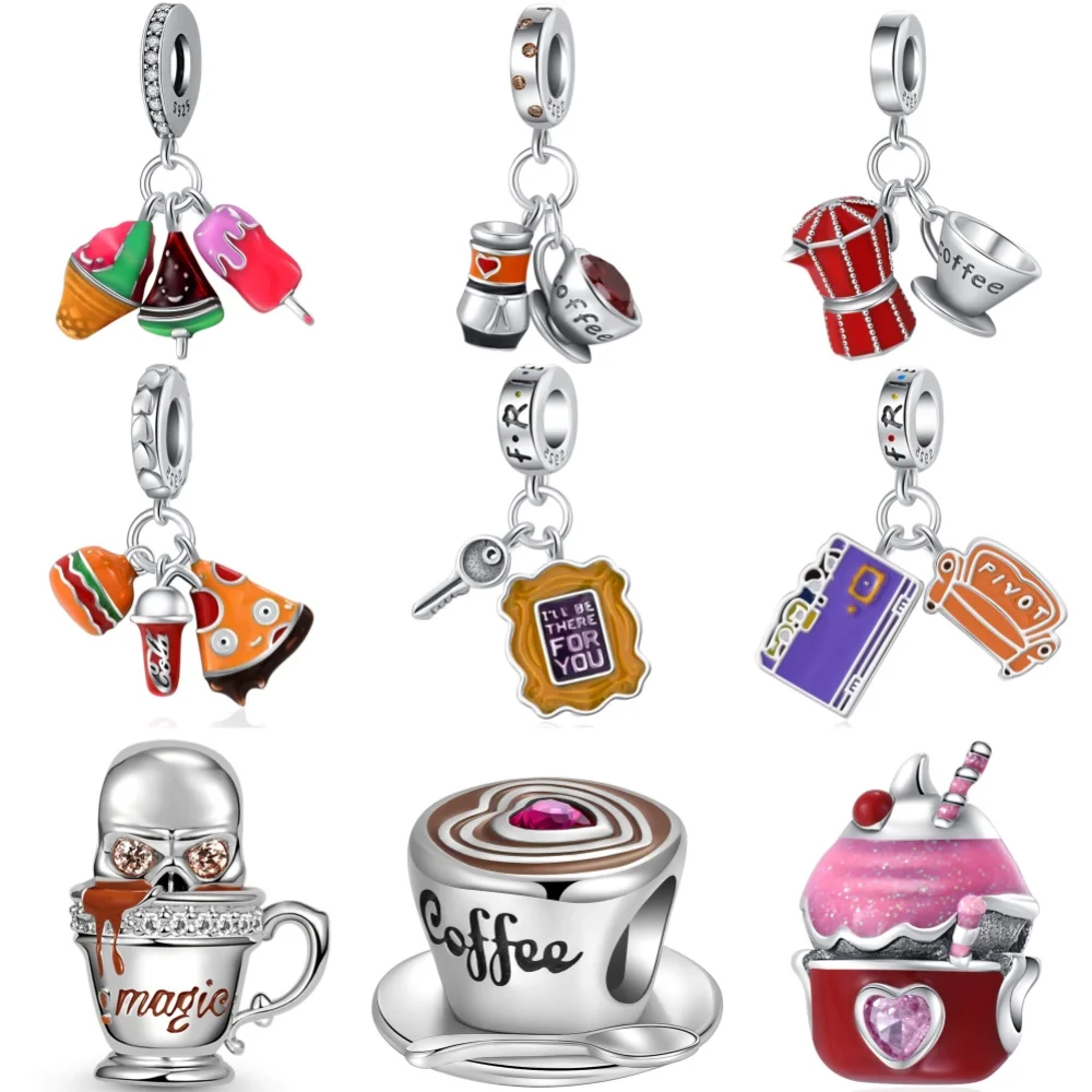 

Новый стерлингового серебра 925 пробы, кофейное мороженое, подвеска ley 925, цепочка из бисера, подходит для оригинального браслета с подвеской, женские украшения «сделай сам»