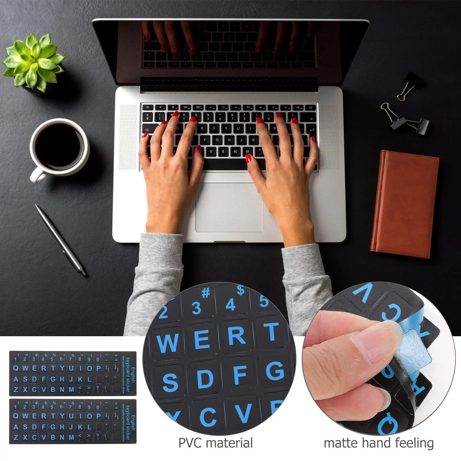 6Pcs Keyboard Stickers Computer English Letter Replacement Keyboard Language Decals Laptop Stickers for Notebook Accessories