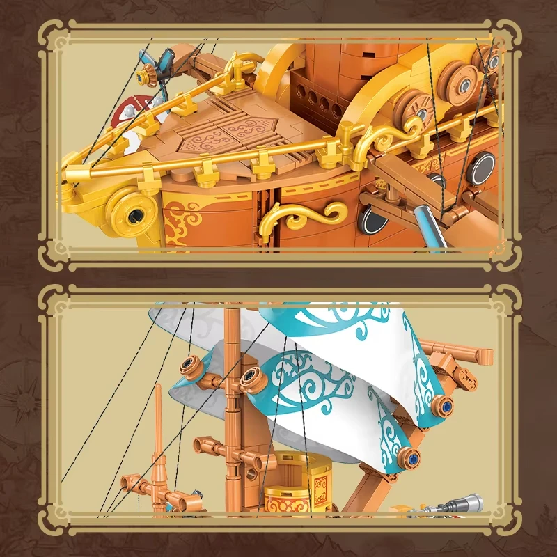 1864pcs Pirate Ship Series Steam Fantasy Spaceship Model Building Blocks MOC Ship Cruisers Building Blocks Set Puzzle Toys Gift