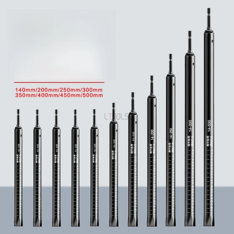 Manchon de nivellement de plafond en acier léger, tige creuse hexagonale intérieure de 14mm, tige d'extension, tête de manchon, outil ménager pour le travail du bois