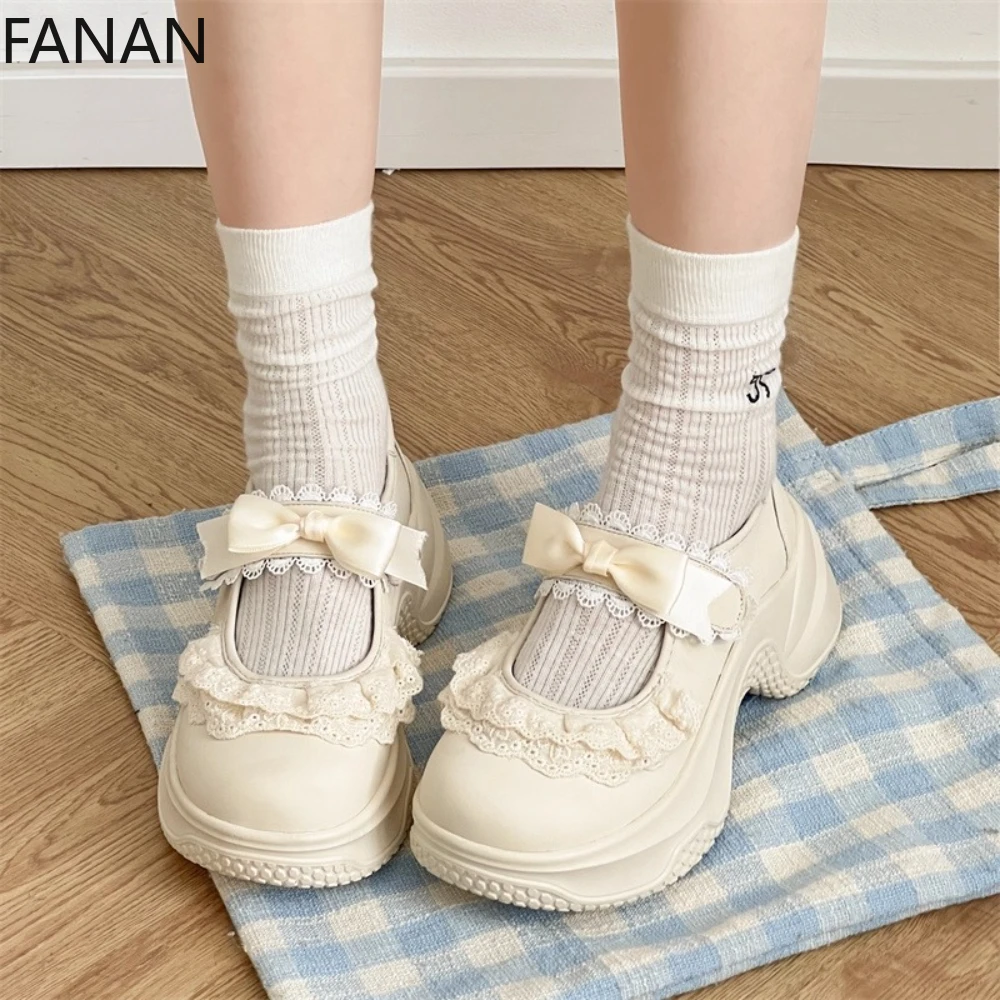 

White Retro Sports Casual Shoes Flats Ballet Platform Heels Single Shoes Women's 2025 New Summer Velcro Mary Jane Sneakers