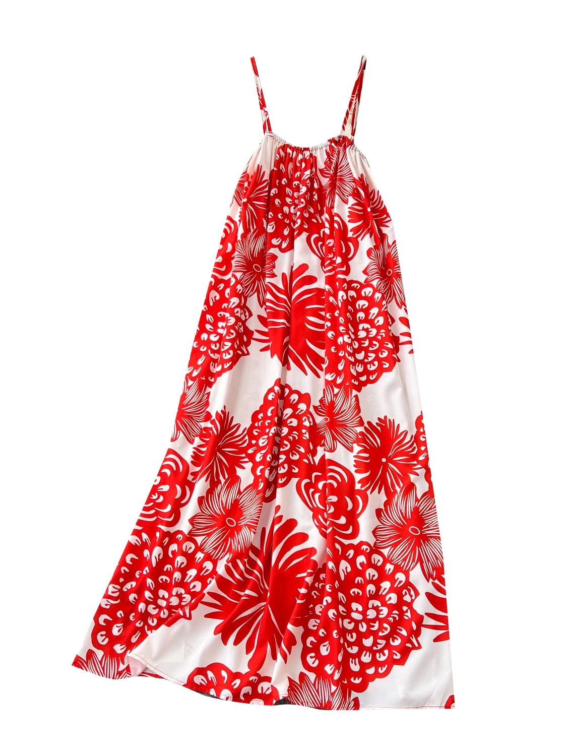 Jupe longue trapèze ample pour femmes, imprimé rétro, bretelles Dr, paresseux, taille haute, ort Sve, Version coréenne, Ci Commute, été