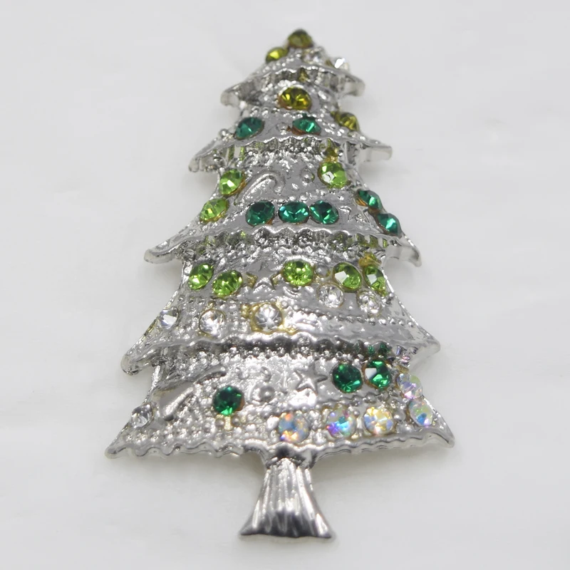 

12 шт./лот, модная брошь со стразами, рождественская елка, броши, подарок на вечеринку, аксессуары C101097
