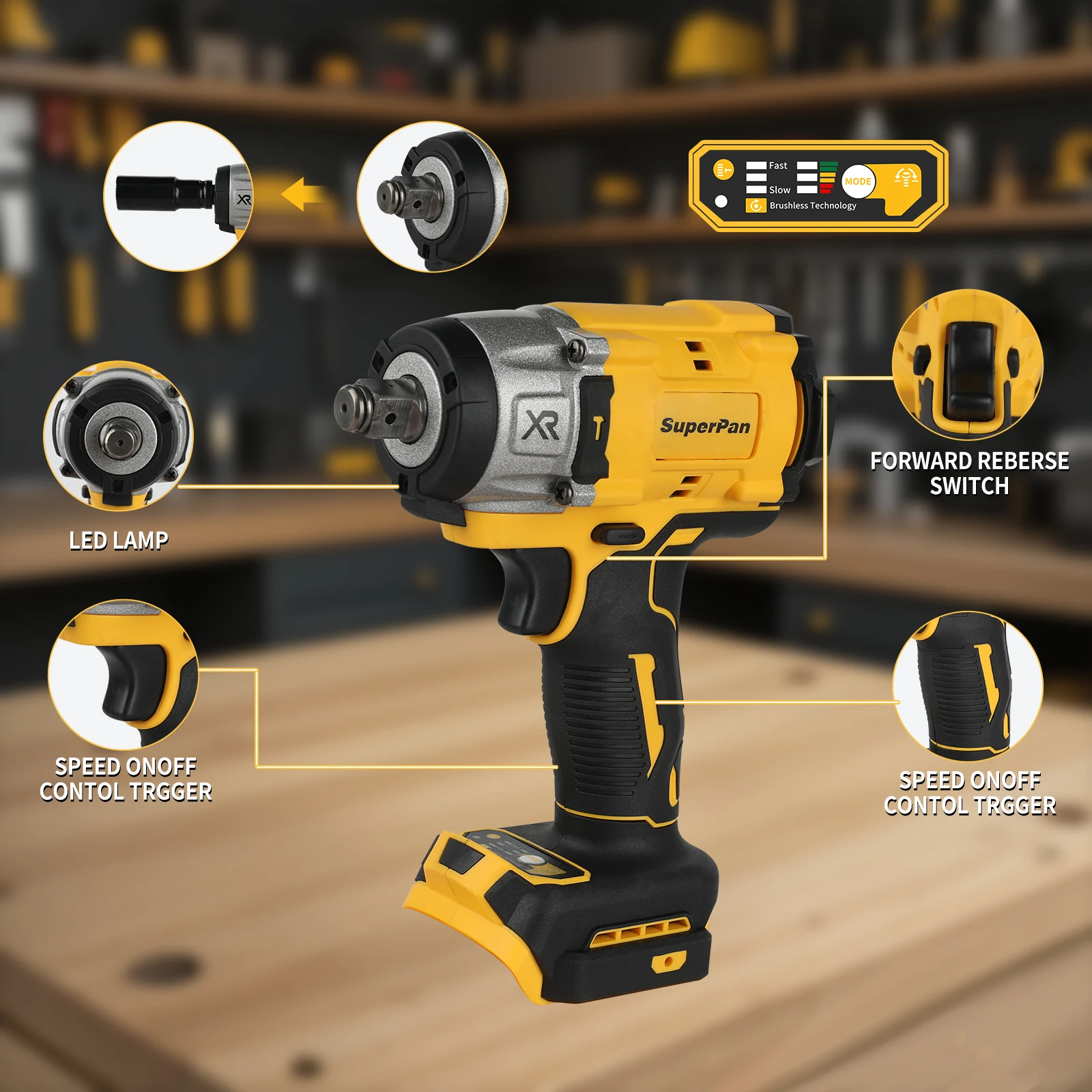 ประแจบลัชเลสไร้สาย SuperPan 20V ขนาด 1/2 นิ้ว รุ่น DCF922