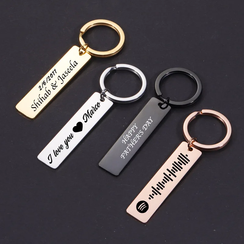 WLP Fashion Personalized Stainless Steel Keychain Engrave Name Date Number Custom Key Ring Couples Friends Jewelry Accessories