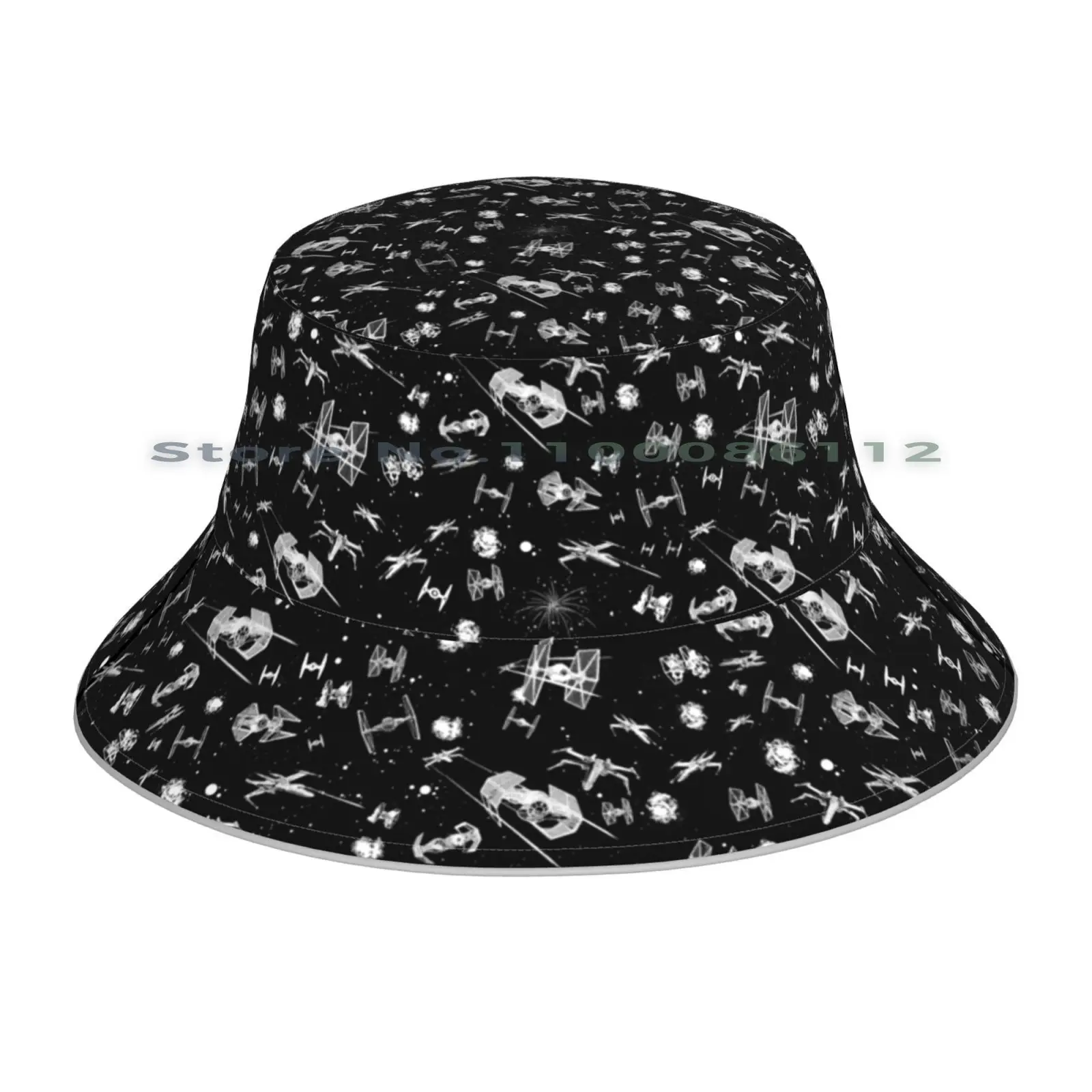 Space Ship Battle Bucket Hat Sun Cap Stars War Droid Battle Jedi Spaceships Foldable Outdoor Fisherman Hat