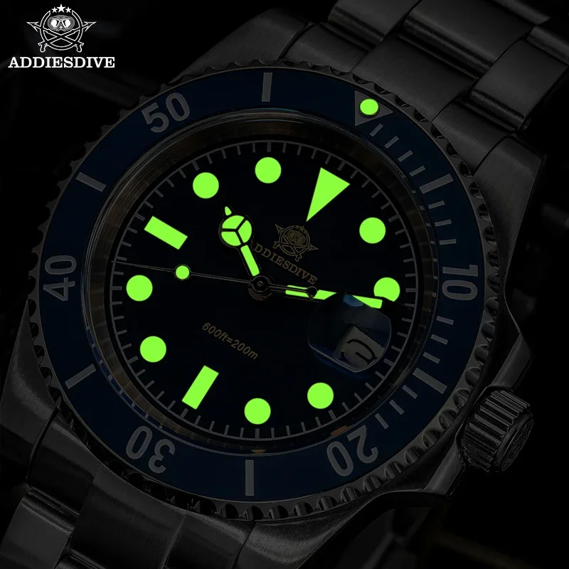 ADDIESDIVE-Relógio De Quartzo De Luxo Com Display E Calendário, Relógios De Moda, Aço Inoxidável, 20Bar Dive, Super Luminoso, AD2054, 41mm