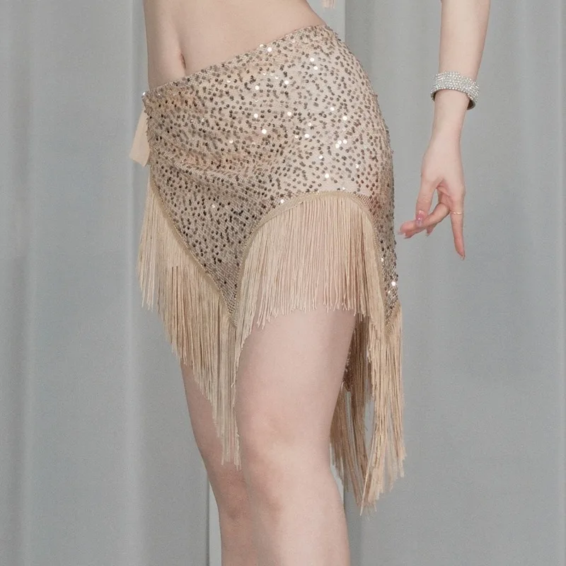 벨리댄스 연습복 허리 체인 스팽글 프린지 힙 스카프 오리엔탈 댄스 의상 다용도 허리 타월 공연 의상