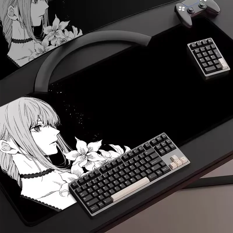 

Коврик для мыши в стиле аниме «Человек с бензопилой», аксессуары для геймера Makima, коврик для мыши, большой XXL, клавиатура из искусственной кожи, коврик для клавиатуры компьютера, коврик для клавиатуры без замка