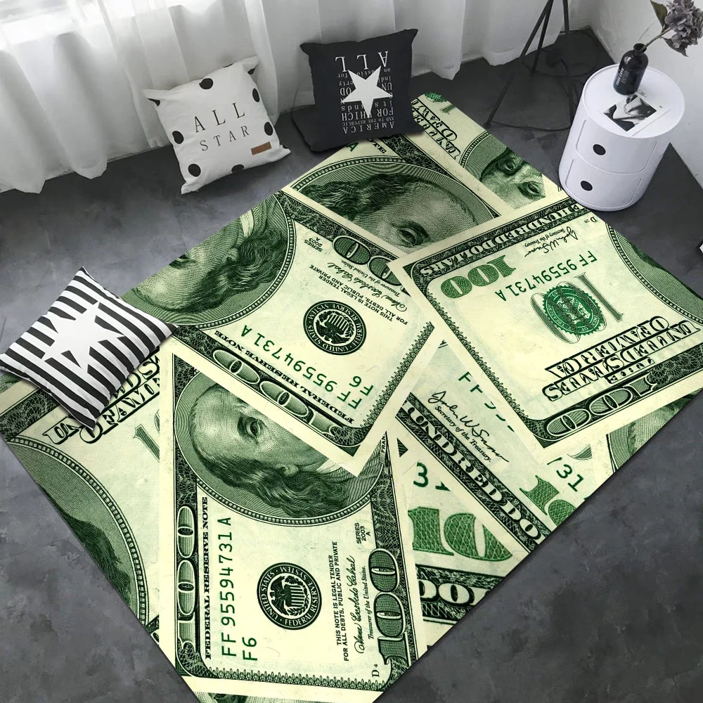 3D Dollar Euro Money Rich Floor Mat Floor Mat Non-Slip Laundry Room Mat Laundry Decor Balcony Child Living Room Bedside Mats