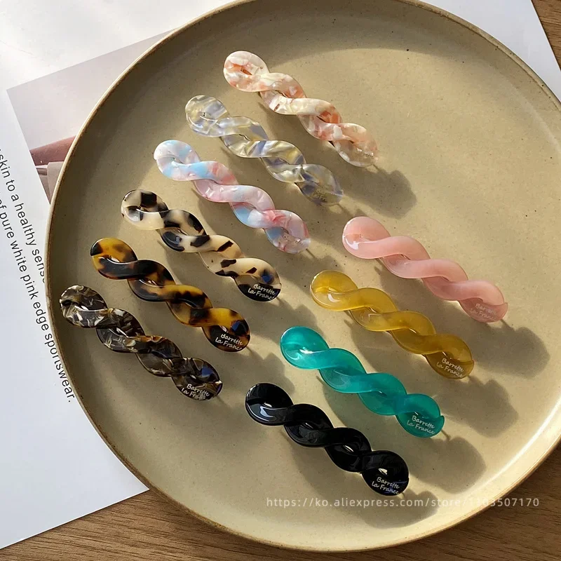 French chain hair clip~Korean FRANCE ink tortoiseshell leopard print spring clip with straight bangs hair clip
