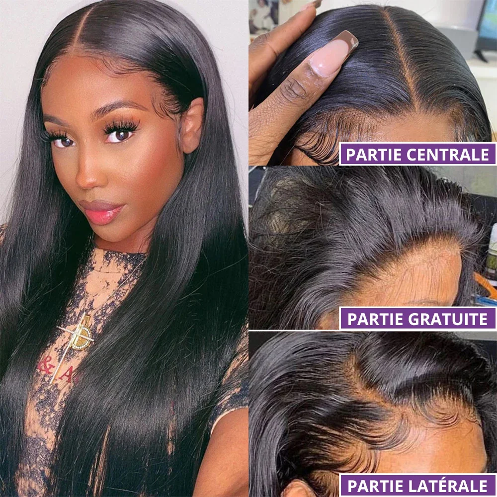 

250% Pre Cut Bone Wig Straight 13x4 HD Lace Frontal Wig For Women 7x5 Hd Glueless Preplucked Human Hair Wig Ready To Wear And Go