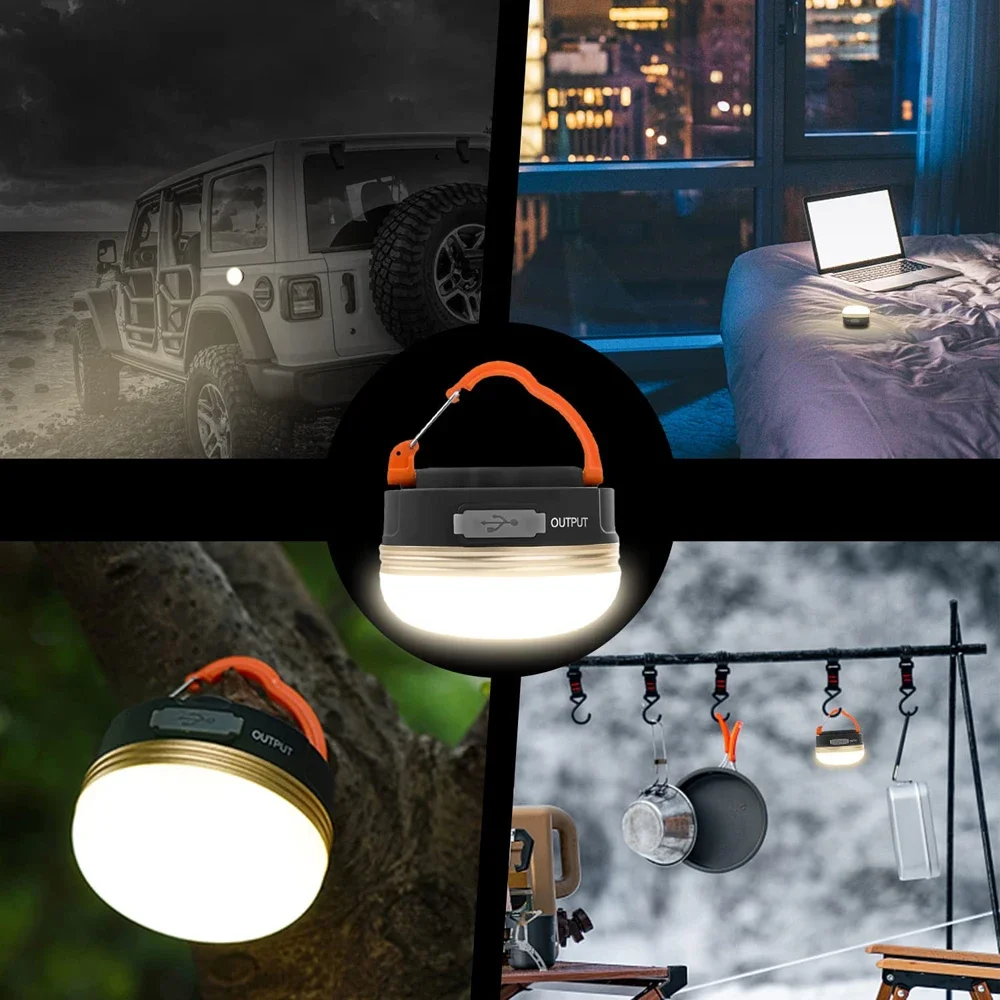 Linterna LED de alta potencia para acampar, linterna portátil recargable de 1800mAh, iluminación de reparación de jardín al aire libre, lámpara de