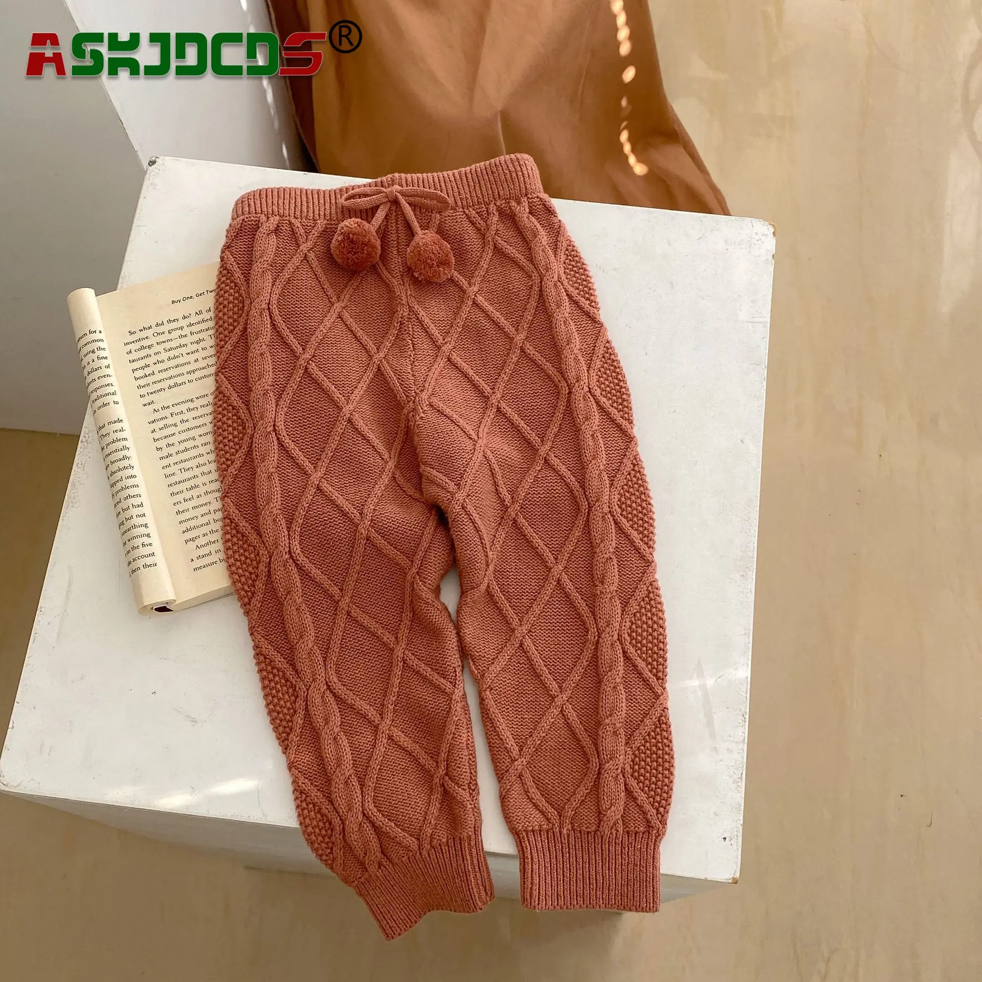 Stylish Diamond Grid Knitted Pure Cotton Pants for Infant Kids (0-3 Years) - New Arrival from INS 2023 Autumn Collection