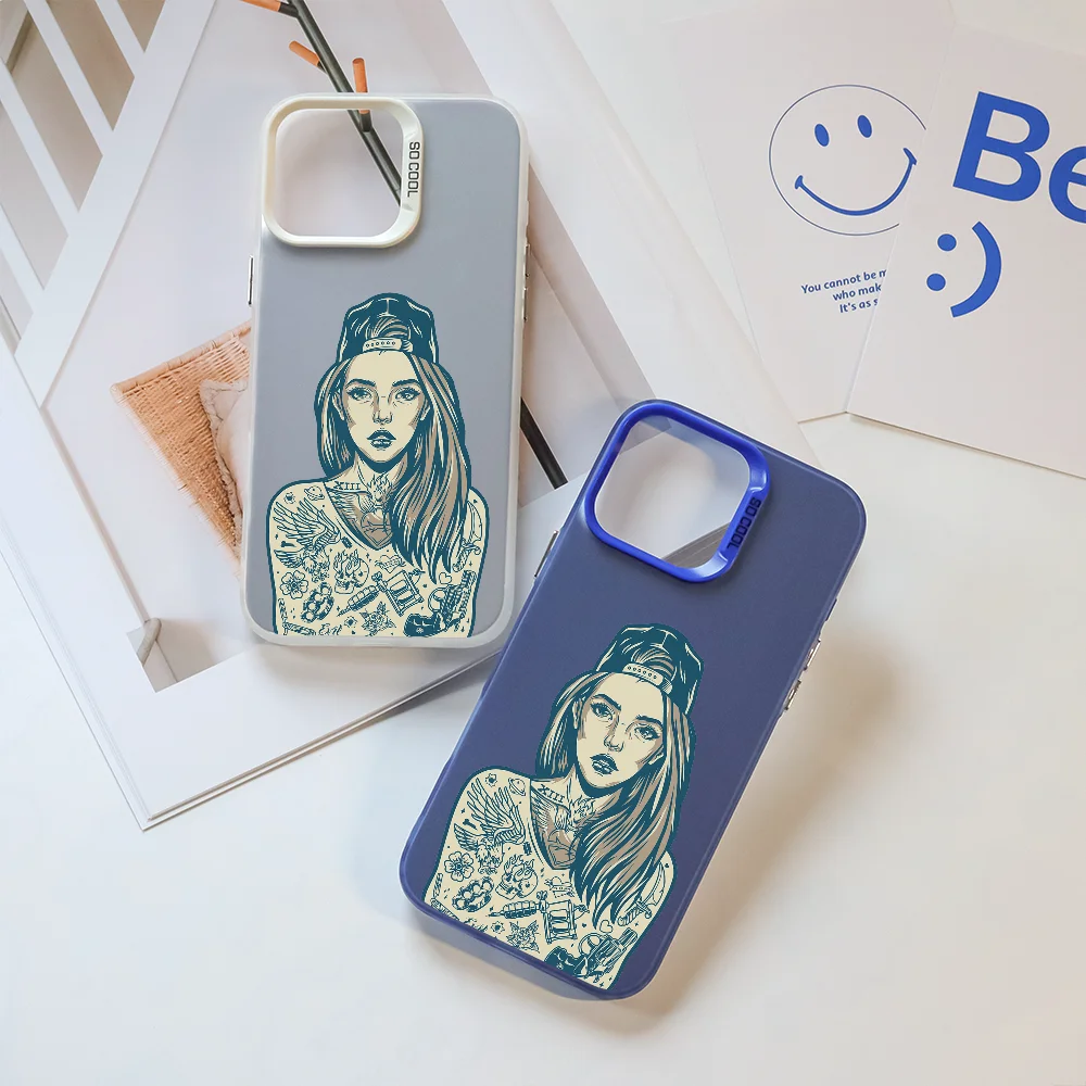 

Pretty Chicano Girl Phone Case For iPhone 16 Pro Max 15 14 13 12 11 Plus Aurora Laser Shockproof Funda Anti Fall Matte Back