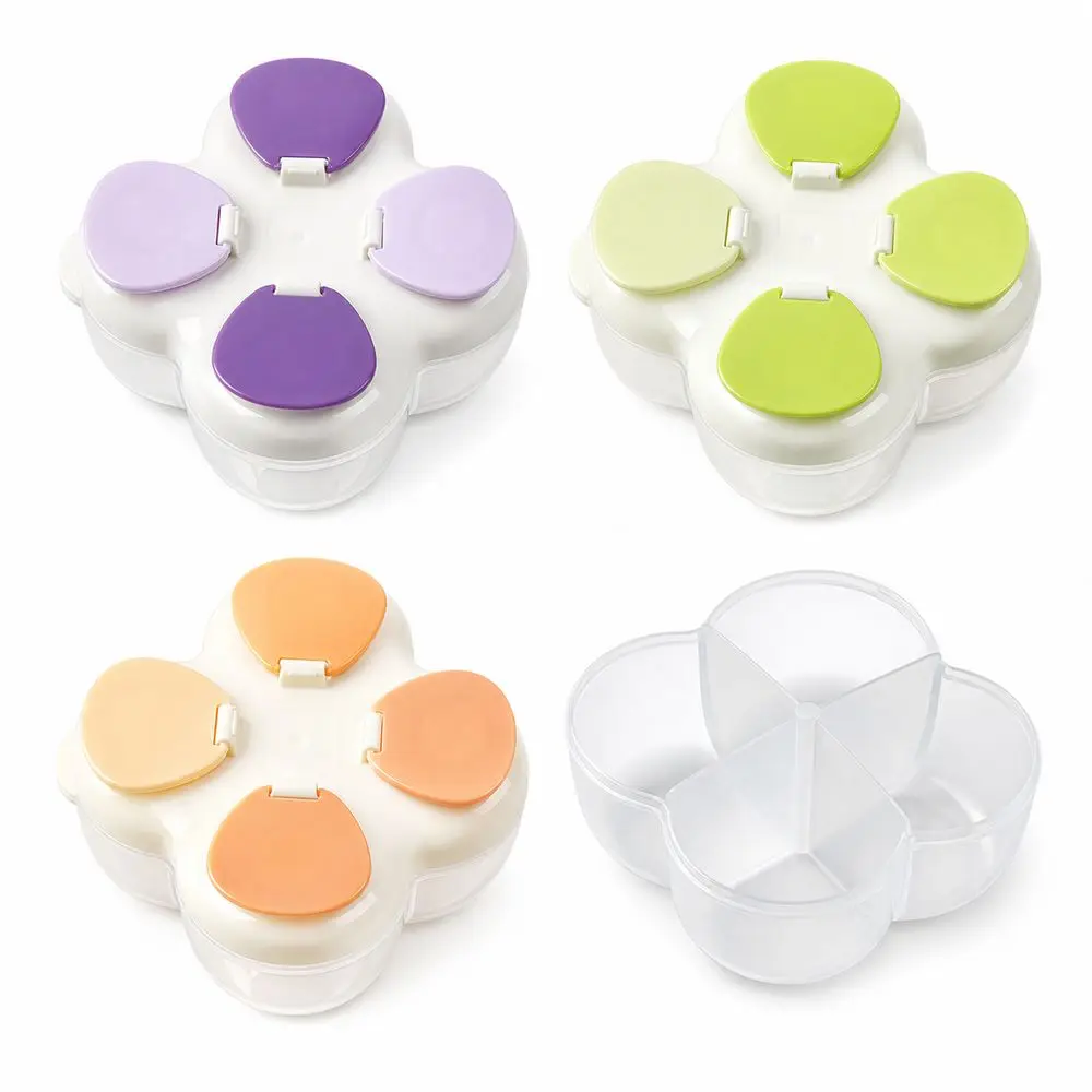 Partitioned Formula Dispenser 720ml 4 Compartments Powder Dispenser Box PP Wide Opening Food Container Diaper Bag Storage