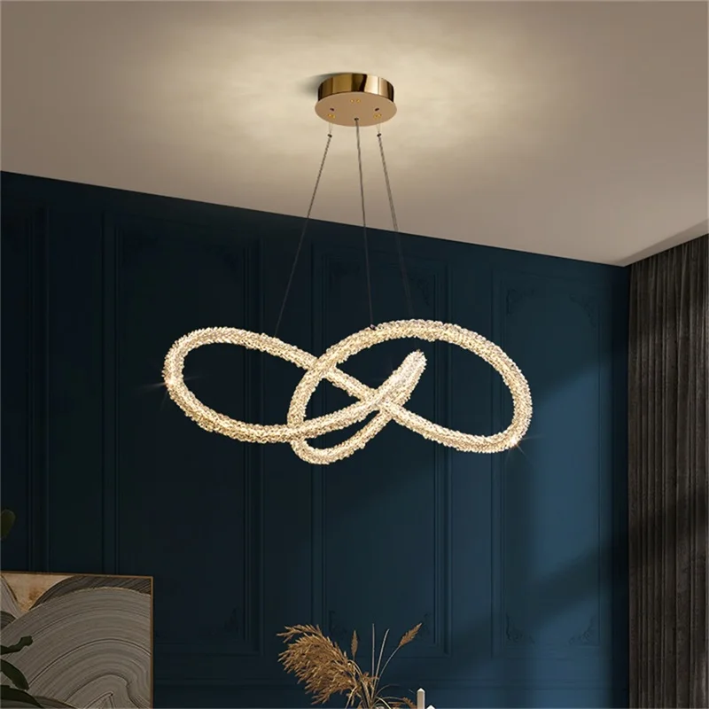 TYLA Luminária pendente moderna criativa dourada lustre de luxo LED luminárias de cristal para sala de estar e quarto