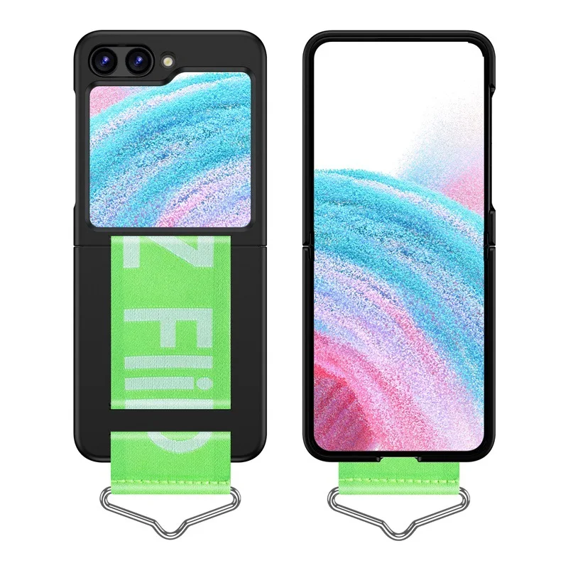 Fashion Color Wristband bracket Case For Samsung Galaxy Z Flip 5 4 3 5G Fold Cover Anti-knock luxury PC Cases for Flip5 Flip4