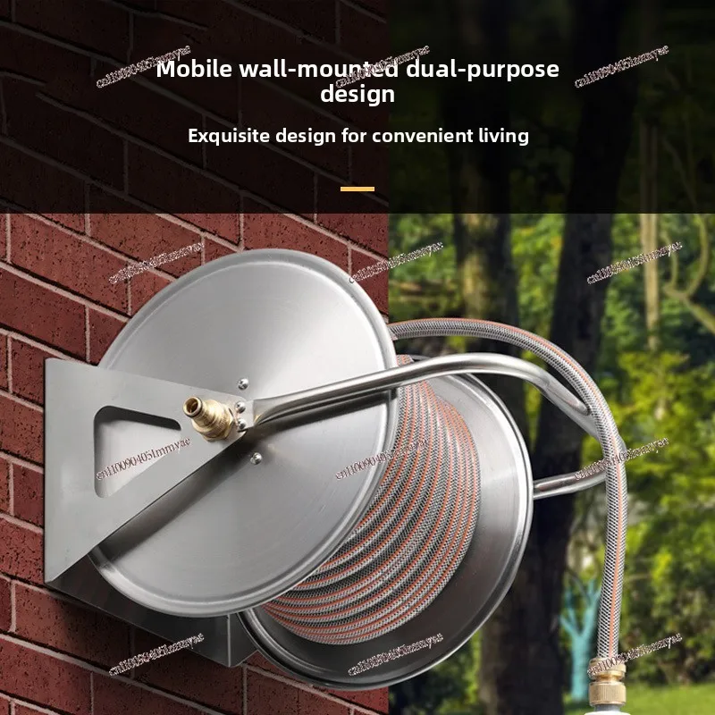 Stainless steel watering car wash water pipe storage rack hanging pipe reel