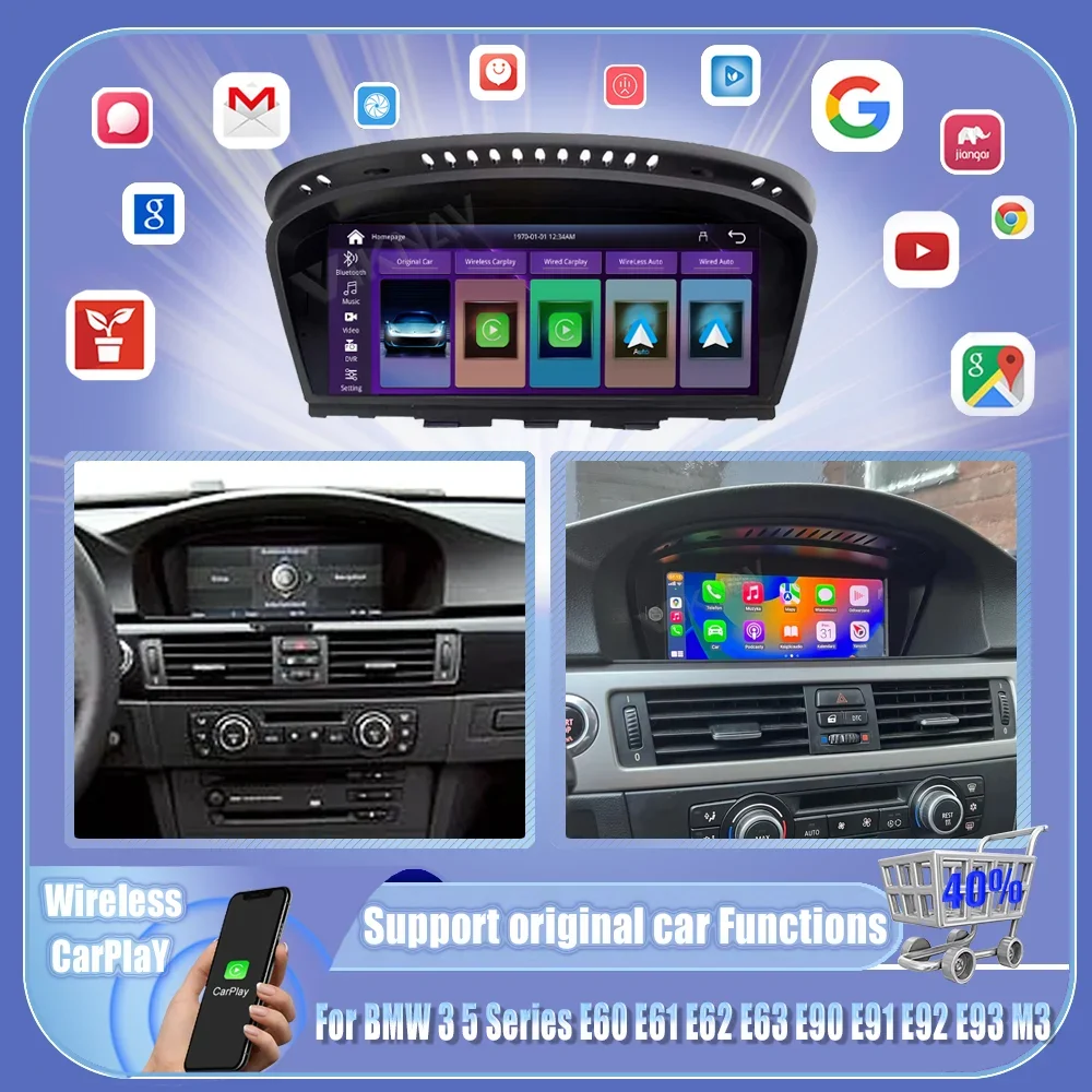 Linux Car Radio Wireless CarPlay For BMW 3 5 Series E60 E61 E62 E63 E90 E91 E92 E93 M3 Multimedia Player iDrive Touch Screen